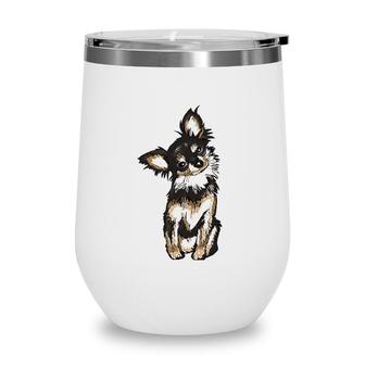 Cute Chihuahua Dog Illustration Chihuahua Owner Wine Tumbler | Mazezy