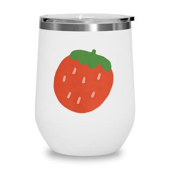 Cute Cottagecore Kawaii Strawberry Aesthetic Wine Tumbler | Mazezy