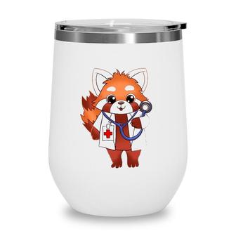 Cute Red Panda Doctor Funny Red Panda Doctor Graduate Wine Tumbler | Mazezy