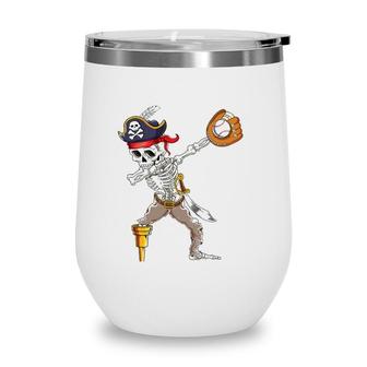 Dab Skeleton Dabbing Skeleton Pirate Baseball Wine Tumbler | Mazezy