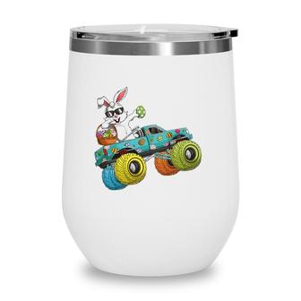 Dabbing Bunny Happy Easter Monster Truck Lovers Kids Boys Wine Tumbler | Mazezy