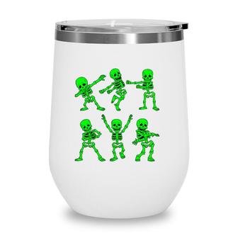 Dancing Skeletons Dance Challenge Girl Boys Kids Halloween Wine Tumbler | Mazezy