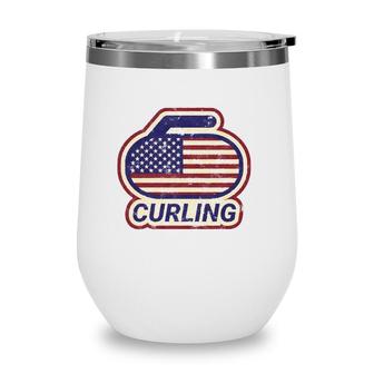 Distressed Usa Flag Curling Gift Wine Tumbler | Mazezy