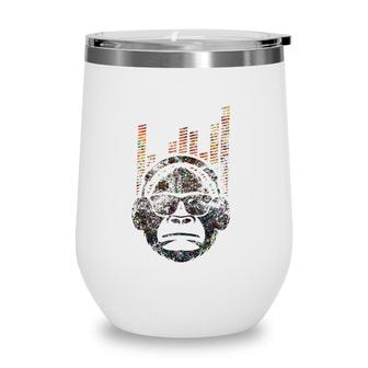 Dj Headphones Gorilla Vintage Retro Wine Tumbler | Mazezy