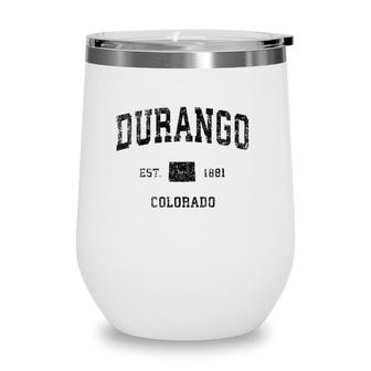 Durango Colorado Co Vintage Sports Design Black Print Wine Tumbler | Mazezy CA