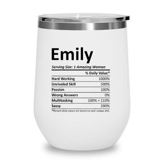 Emily Nutrition Personalized Name Funny Christmas Gift Idea Wine Tumbler | Mazezy