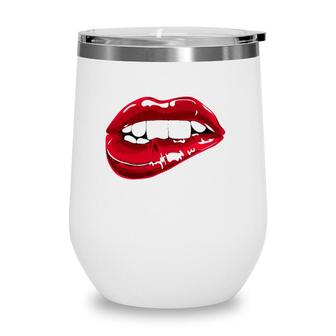 Enjoy Cool Women Graphic Lips Tee S Women Red Lips Fun Wine Tumbler | Mazezy