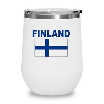 Finland Flag Cool Finnish Suomi Flags Gift Top Tee Wine Tumbler | Mazezy