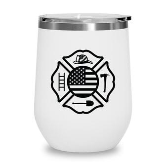 Firefighter Usa Flag Meaningful Gift For Firefighter Wine Tumbler - Seseable