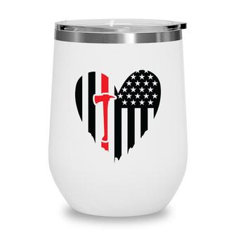 Firefighter Usa Flag Red Meaningful Gift For Firefighter Wine Tumbler - Seseable