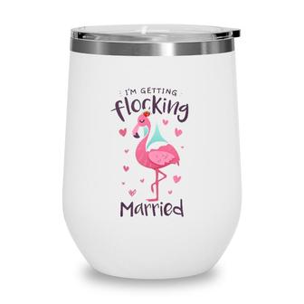 Flamingo Bride Flocking Married Matching Bachelorette Party Wine Tumbler | Mazezy