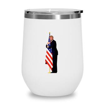 Funny Cute Trump Hug America Flag Raglan Baseball Tee Wine Tumbler | Mazezy
