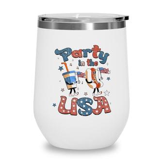 Funny Party In The Usa 4Th Of July Hot Dog Patriotic Kid Wine Tumbler - Seseable