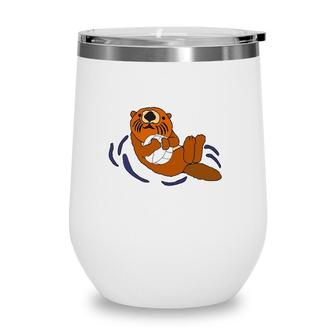 Funny Sea Otter Volleyball Lovers Gift Wine Tumbler | Mazezy