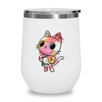 Gabbys Dollhouse Big Pandy Paws Watercolor Sketch Wine Tumbler | Mazezy