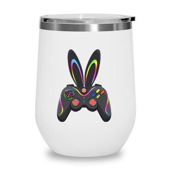Gaming Controller With Bunny Ears Funny Easter Video Game Wine Tumbler | Mazezy