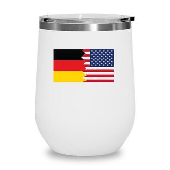 German American Half Germany Half America Flag Wine Tumbler | Mazezy