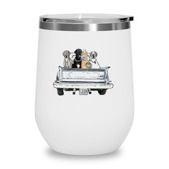 Great Danes In A Pickup Truck Top For Men - Large Dog Dad Wine Tumbler | Mazezy