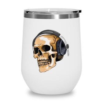 Headphone Skull Electronic Hard Style Musician Gift Wine Tumbler | Mazezy