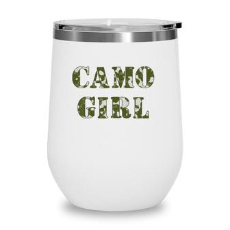 Kids Camo Girl Pink Camouflage On Pink Wine Tumbler | Mazezy