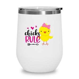 Kids Chicks Rule Cute Chicken Baby Chicken Happy Easter Day Wine Tumbler | Mazezy