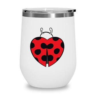 Ladybug Heart Love Ladybugs Gift Wine Tumbler | Mazezy