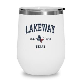 Lakeway Texas Tx Vintage State Flag Sports Navy Design Wine Tumbler | Mazezy