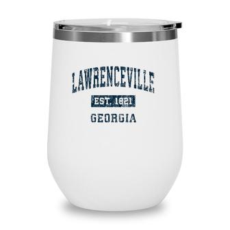Lawrenceville Georgia Ga Vintage Sports Design Navy Print Wine Tumbler | Mazezy