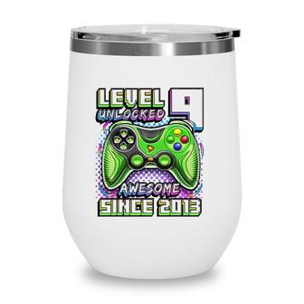 Level 9 Unlocked Awesome 2013 Video Game 9Th Birthday Boy Wine Tumbler | Mazezy DE