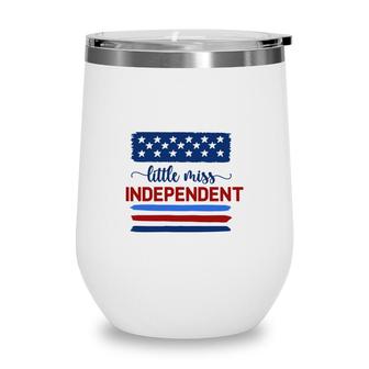 Little Miss July Independence Day Usa Flag 2022 Wine Tumbler - Seseable