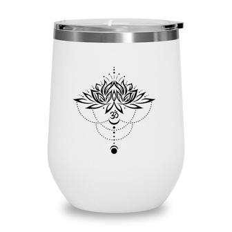 Lotus Flower Om Symbol Yoga Lovers Meditation Moon Gift Idea Wine Tumbler | Mazezy