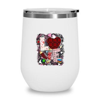 Love Red Heart Teacher Great Job Title Wine Tumbler - Seseable