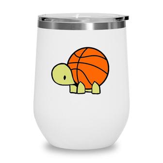 Max Turtle Loves Basketball I Baller Turtles Team Wine Tumbler | Mazezy