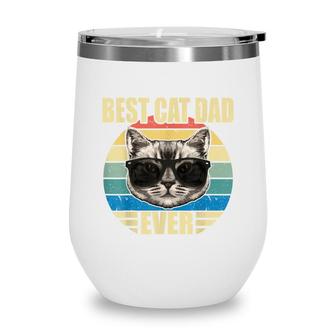 Mens Funny Vintage Cat Daddy Fathers Day Best Cat Dad Ever Wine Tumbler - Seseable