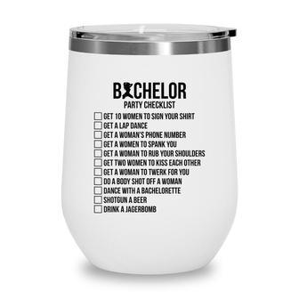 Mens Groomsmen Groom Squat Men Bachelor Supplies Party Checklist Wine Tumbler - Seseable