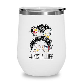 Messy Hair Bandana Hastag Postal Life Postal Worker Women Wine Tumbler | Mazezy