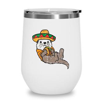 Mexican Otter Sombrero Taco Cinco De Mayo Fiesta Animal Wine Tumbler