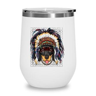 Native Indian Dachshund Native American Indian Dog Lovers Wine Tumbler | Mazezy