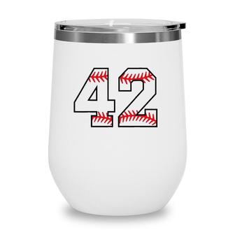 Number 42 Forty Two Baseball Lucky Favorite Jersey Number Wine Tumbler | Mazezy