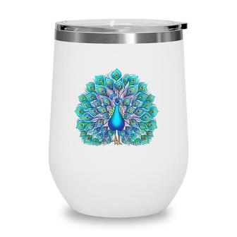 Peacock Bird Lover Illustration Animal Lover Wine Tumbler | Mazezy