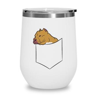 Pitbull In A Pocket Cute Pitbull Dog Wine Tumbler | Mazezy