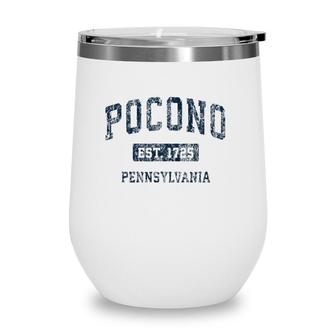 Pocono Pennsylvania Pa Vintage Sports Design Navy Wine Tumbler | Mazezy