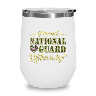 Proud National Guard Mother-In-Law Dog Tags Heart Army Mom Wine Tumbler - Seseable