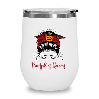 Pumpkin Queen Women Teen Girls Fall Halloween Graphic Wine Tumbler | Mazezy