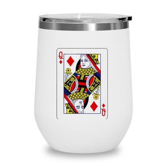 Queen Of Diamonds Playing Cards Wine Tumbler | Mazezy
