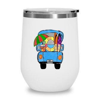 Ready To A Funny Vacation To The Sea Retro Summer Beach Wine Tumbler - Seseable