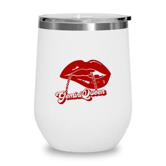 Red Lips Byte The Quote Gemini Queen Girl Birthday Wine Tumbler - Seseable