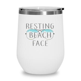Resting Beach Face Summer Tee With Sunglasses Wine Tumbler | Mazezy