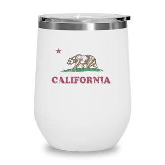 Retro California Republic Flag Gift Wine Tumbler | Mazezy