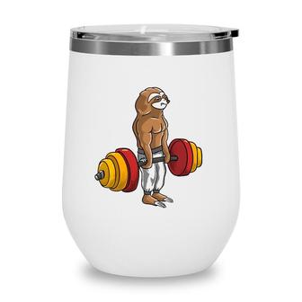 Sloth Deadlift Lazy Fitness Bodybuilder Animal Wine Tumbler | Mazezy